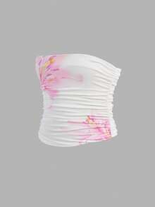 SHEIN 青少年女孩简约舒适褶饰弹性修身休闲吊带背心 - 彩色 - 查看 6