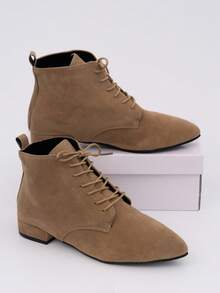 Botas de mujer, botas cortas con punta puntiaguda, modernas y casuales, zapatos casuales modernos y versátiles, livianos y cómodos, adecuados para uso diario informal. - Caqui - Ver 4