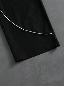 PAVTROS Men's Letter Print Hooded Zip-Up Jacket And Contrast Trim Pants Set Men 2 Pieces Set Men Street Wear Sets Men Tracksuit Set Jogging Suits Men Jogging Set,Windbreaker/Outdoor Windbreaker,Parka,Streetwear,Jogging, Jogging Set Tracksuit Set Men Street Wear Sets 2 Pieces Set, Fall Clothes - Black - View 10