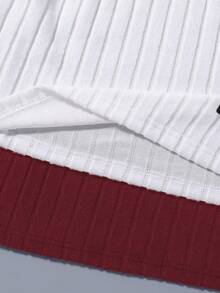 SHEIN 2 件字母贴花高领罗纹 T 恤 - 彩色 - 查看 6