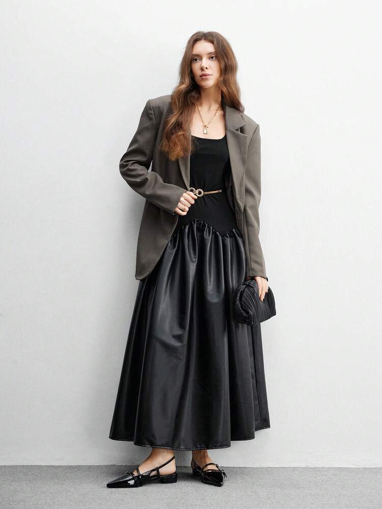 CUCCOO BIZCHIC Women's Simple Fashion Pointed Toe Low Block Heel Flats, Black, Comfortable Slip-On Casual Commuter Shoes For Christmas Spring Shoes