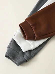 SHEIN 6 件套年轻男孩可爱休闲运动百搭字母图案长袖运动衫和慢跑裤运动服套装，秋冬 - 彩色 - 查看 7