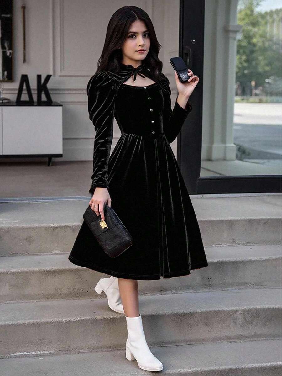 mini bodycon dress black Off-Piste Velvet With Sheer Sleeves – Club L UK Size:14 Bridge Black & Champagne Prom dress