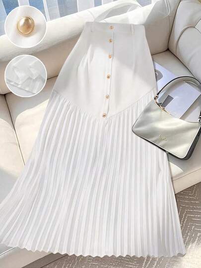 GlowEve CURVE 大码女式优雅纯色百褶裙