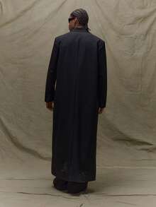 Musero Long Sleeve Oversized Floor Length Style Overcoat Button Detailing Coat Fall Winter Autumn Premium