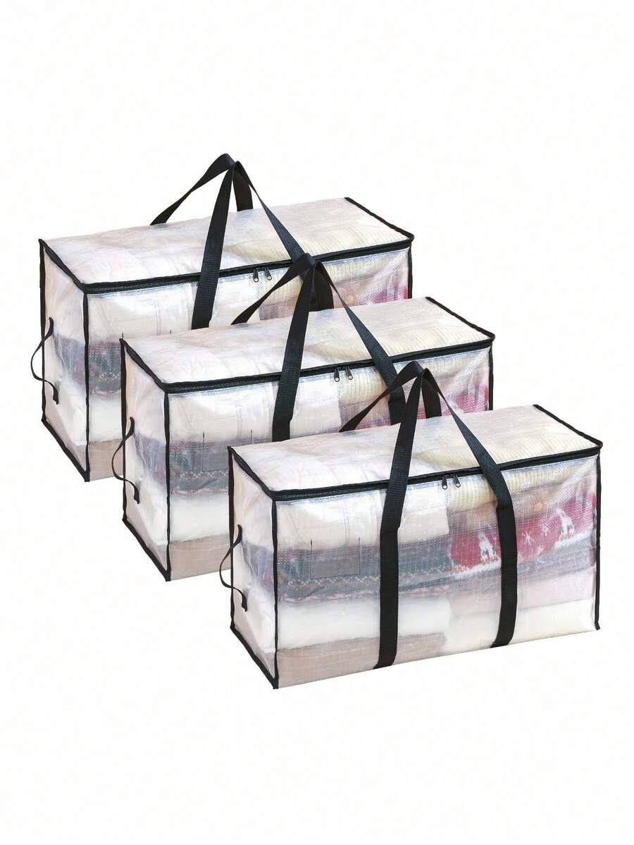 Novo saco para guardar edredons, saco de alta qualidade para mudanças, grande capacidade, à prova de poeira e umidade, dobrável e com alças, ideal para roupas, roupa de cama, brinquedos, travesseiros e cobertores. Armazenamento sazonal. - Multicolorido - Ver 1