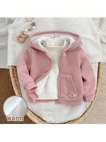 Loomiva 女婴保暖连帽长袖夹克秋冬装 - 粉色 - 查看 5