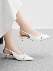 BizChic 尖头低跟时尚女式高跟鞋 - 白色 - 查看 5