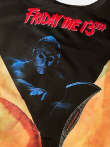 WB Horror X SHEIN Modische, süße Cartoon Halloween-Muster, wasserdichte Tragetasche mit großer Kapazität