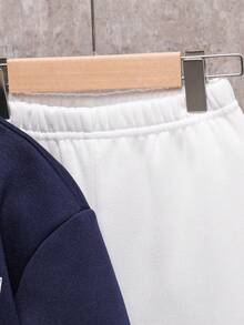 SHEIN Little Byeori 2pcs Young Boys Casual Korean Style Loose Fit Half-Zip Letter Graphic Sweatshirt And Elastic Waist Pants Set, Suitable For Autumn/Spring, Outdoor Play, School, Street Style, Party And Leisure