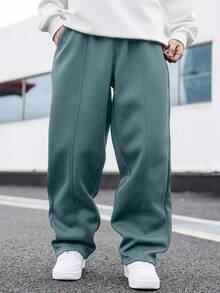 Manfinity Hypemode Quần nỉ dáng rộng màu trơn có túi cỡ lớn dành cho nam - Màu xanh lam - Xem 3