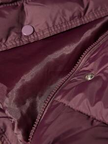 Aveloria Modichic Áo khoác ngắn có mũ trùm đầu bằng vải cotton dày dặn, áo khoác chần bông ấm áp dành cho nữ, mùa đông - Màu đỏ tím - Xem 7