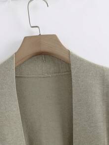 Linhara Plus Size Casual Solid Color Cardigan Knit Vest And Pants Set, Autumn/Winter - Olive Green - View 3