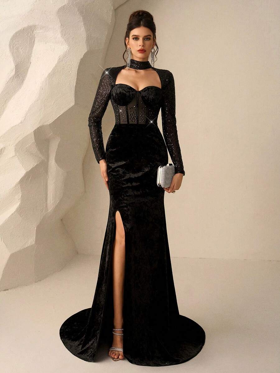 Coutiva 正式晚礼服（华丽装饰） - 黑色 - 查看 1