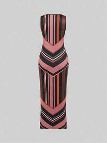 EMERY ROSE Đầm Maxi Dài Cổ Tròn Không Tay Kẻ Sọc Thường Ngày Cho Nữ Mùa Hè - Hồng - Xem 2