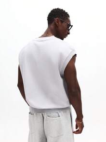 SUMWON Chaleco de punto de cuello en V sin mangas para primavera y verano, ideal para capas casuales - Gris - Ver 2