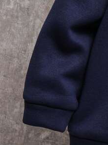 SHEIN Little Byeori 2pcs Young Boys Casual Korean Style Loose Fit Half-Zip Letter Graphic Sweatshirt And Elastic Waist Pants Set, Suitable For Autumn/Spring, Outdoor Play, School, Street Style, Party And Leisure