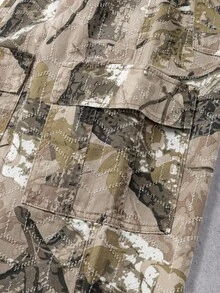 Manfinity Denimwave 男士街头嘻哈树枝图案做旧宽松直筒工装牛仔裤