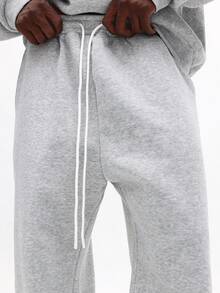 SUMWON 男士灰色连帽衫和运动裤套装休闲抽绳家居服冬季舒适运动服 - 灰色 - 查看 7