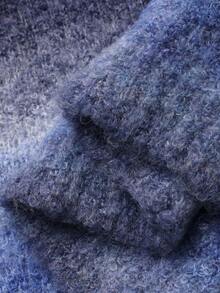 DAZY 男士休闲宽松渐变色条纹落肩长袖毛衣，秋季 - 寶藍色 - 查看 8