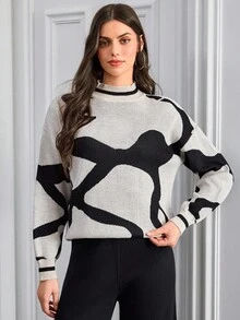 SHEIN Tall Conjunto de 2 peças de blusa e calça flare casual feminina tamanho grande para outono e inverno