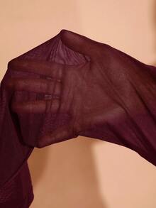 SHEIN BAE 大码秋冬优雅派对甜美性感女士棕色拼色蕾丝领口褶皱迷你连衣裙派对装万圣节派对圣诞派对感恩节女装秋季服装秋季女装节日连衣裙优雅连衣裙感恩节女装感恩节服装圣诞服装圣诞派对礼服感恩节礼服，毕业礼服 - 酒紅色 - 查看 9