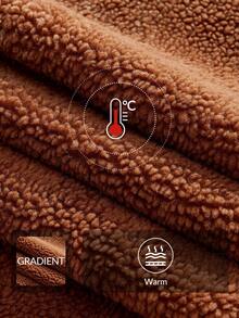 Anewsta Women's Autumn/Winter Long Faux Fur Gradient Color Waist Belt Double-Breasted Casual Fashionable Coat - Khaki - View 9