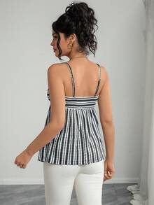 Momance 孕妇时尚通勤休闲条纹吊带背心 - 黑與白 - 查看 2