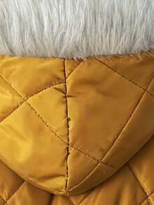 BamGleam Fashionable Versatile Fur Collar Hooded Cropped Jacket, Winter - Yellow - View 7