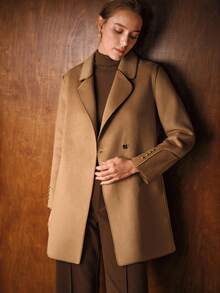 MOTF PREMIUM WOOL CONTRAST PU LEATHER OVERCOAT - Khaki - View 6