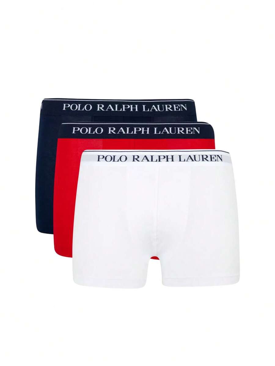 Ralph Lauren Bộ 3 quần lót thể thao thường ngày có cạp chun in chữ cho nam - Đỏ/Trắng/Xanh nước biển - Xem 1