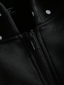 Manfinity Roghcode Men's Casual Black Sweatshirt Tracksuit For Autumn Streetwear,Graduation,Back-To-School,Letter Graphic Print Baggy Grunge Sportswear Fall/Winter Wear - Multicolor - View 4