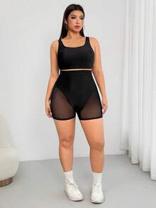 Enliva Melanieangelese Damen Große Größen Set aus hochelastischem Trägertop und formender Shorts, für apfelförmige Körperform