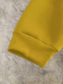 Manfinity Dauomo 男式字母印花长袖拉链休闲连帽衫 - 黃色 - 查看 3