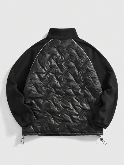 Street Life Men's Solid Color Raglan Sleeve Zip-Up Casual Winter Jacket