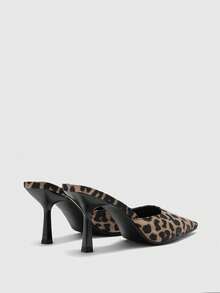 CUCCOO CHICEST 女士方头豹纹细高跟穆勒鞋，时尚优雅简约高跟鞋新年假期 - 棕色 - 查看 9