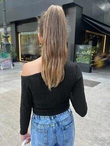 SHEIN 青少年女孩短袖针织T恤，休闲日常百搭百搭