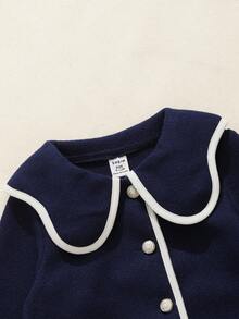 Souflis Souflis 女宝宝休闲时尚百搭复古优雅撞色外套夹克适合秋冬日常穿着 - 寶藍色 - 查看 8