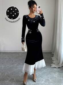 Modelyn Elegant Bubble Design Mermaid Dress With Long Sleeves (Random Bubble Decor) Women Party Dress Elegant Luxury Dress For Women Long Bodycon Dress Long Sleeve Elegant Dress Elegant Midi Dress