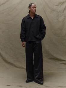 Musero Relaxed Fit Long Sleeve Collard Front Centre Button Up Shirt Double Sided Buttons Style Fall Autumn Winter