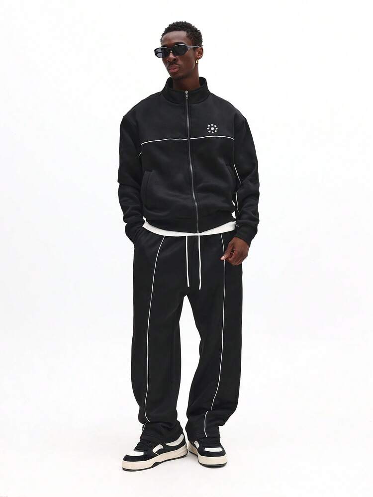 Zip Up Jacket With Flare Sweatpants Set