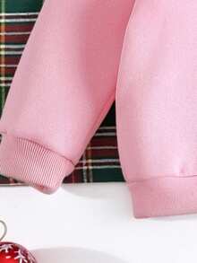 SHEIN Wesołych Świąt Bożego Narodzenia Dziewczęca Moda Kreatywny Uroczy Święty Mikołaj, Choinka, Wieniec, Cukrowa Laska, Bluza z nadrukiem graficznym z literą i okrągłym dekoltem, Nadaje się na imprezę świąteczną i