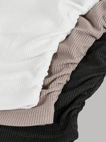 SHEIN Girlism 3件套少女纯色圆领褶皱长袖T恤，冬季长袖上衣，适合日常、庆祝活动、秋冬季穿着，舒适百搭，可叠穿，时尚长袖上衣，适合秋冬季日常穿着、街头风格、居家穿着。 - 彩色 - 查看 4