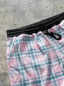 AXEPEAK Men's Plaid Hoodie And Sweatpants Clothes Set, For Fall Winter - Pink - View 6