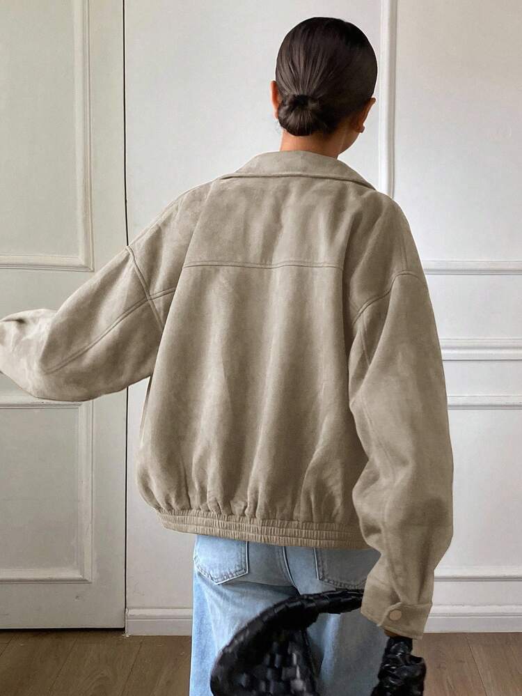 Loose Casual Brown Short Jacket Coat, Autumn/Winter
