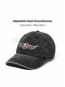 Betty Boop x SHEIN 时尚经典休闲百搭运动黑灰简约天使翅膀刺绣女式棒球帽升级版，日常休闲防晒，帽型挺括不变形，送礼佳品，适合派对、节日、情人节等场合。 - 黑色 - 查看 5