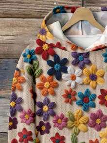 SHEIN LUNE 女士休闲复古印花卫衣，适合秋冬季节，3D立体印花，复古风，秋季大码卫衣，女士毛衣，女士卫衣，可爱卫衣