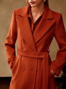 MOTF PREMIUM WOOL PEAK COLLAR DOUBLE BREASTED OVERCOAT, FALL WINTER