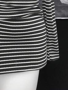 SHEIN DivaQ Women's Fashionable Black And Gray Striped Long Sleeve Dress - Multicolor - View 5