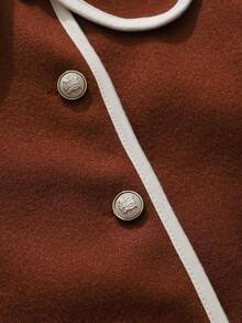 Souflis Souflis Jaket Mantel Anak Perempuan Kasual Modis Serbaguna Bergaya Retro Elegan dengan Warna Kontras, Cocok untuk Pemakaian Sehari-hari di Musim Gugur dan Musim Dingin - Coffee Brown - View 5